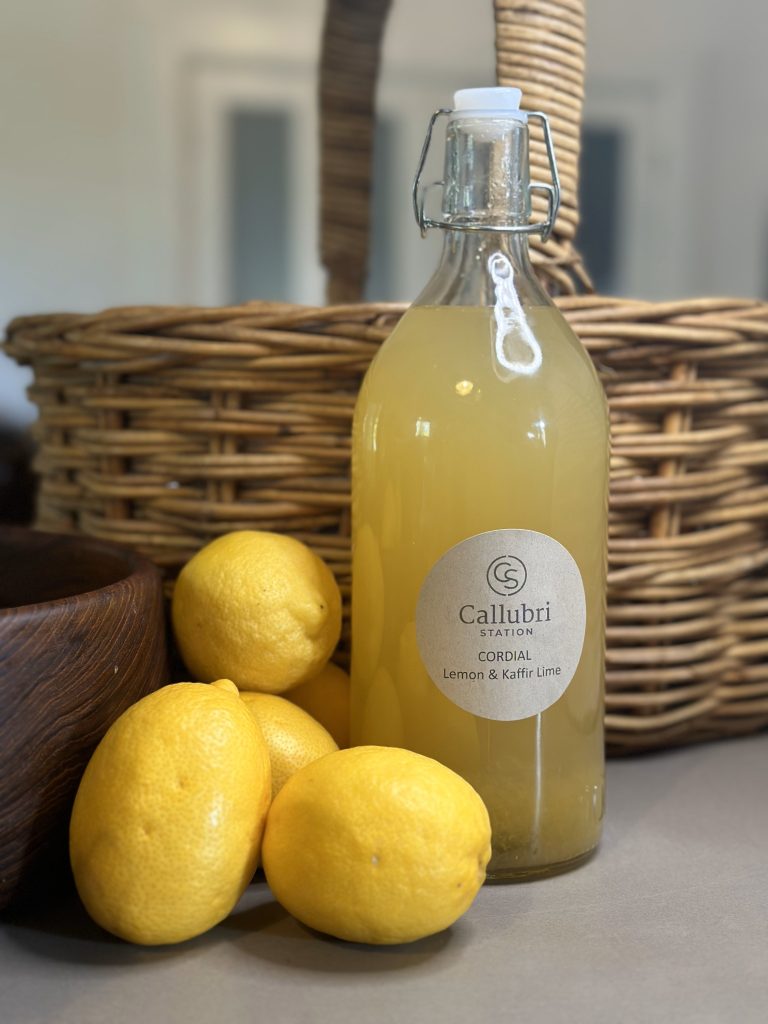 Gourmet Food Lemon Kaffir Lime Cordial in a Bottle